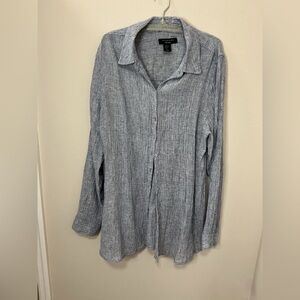 Tahari Textured blue Linen Shirt size XL
